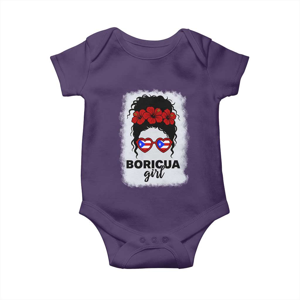 Boricua Girl Baby Onesie Messy Bun Puerto Rican Flag Hibiscus Flower TS10 Purple Print Your Wear