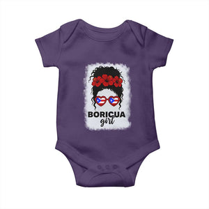 Boricua Girl Baby Onesie Messy Bun Puerto Rican Flag Hibiscus Flower TS10 Purple Print Your Wear