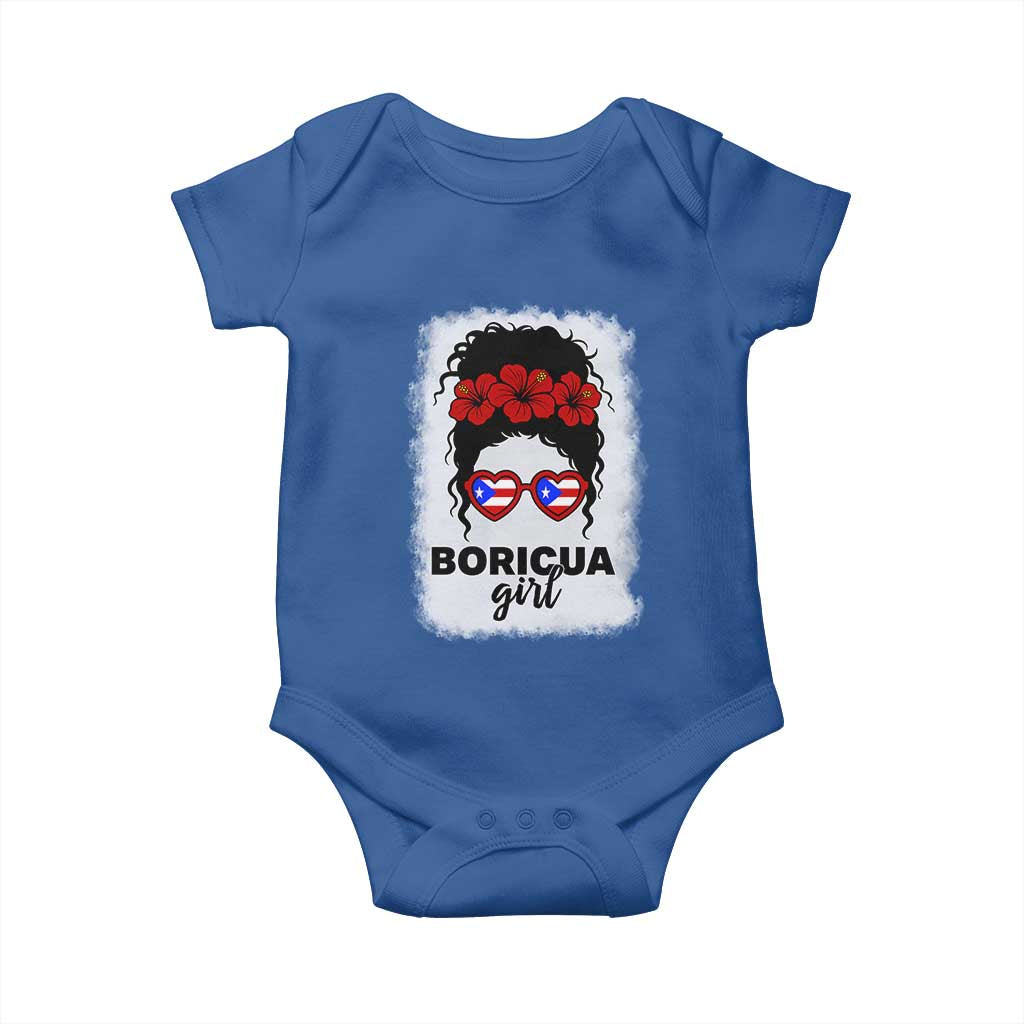 Boricua Girl Baby Onesie Messy Bun Puerto Rican Flag Hibiscus Flower TS10 Royal Blue Print Your Wear