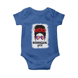 Boricua Girl Baby Onesie Messy Bun Puerto Rican Flag Hibiscus Flower TS10 Royal Blue Print Your Wear