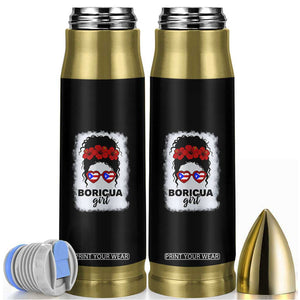 Boricua Girl Bullet Tumbler Messy Bun Puerto Rican Flag Hibiscus Flower TS10 Black Print Your Wear