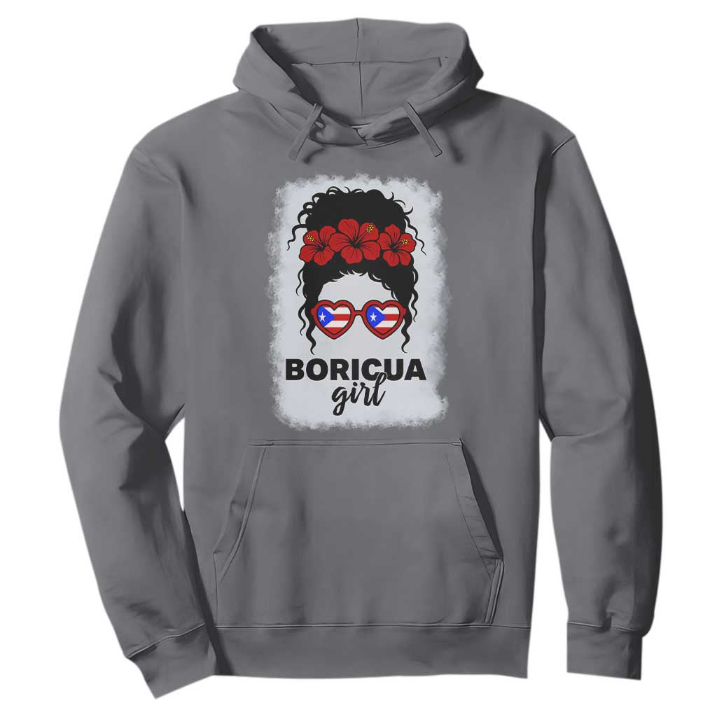 Boricua Girl Hoodie Messy Bun Puerto Rican Flag Hibiscus Flower TS10 Charcoal Print Your Wear