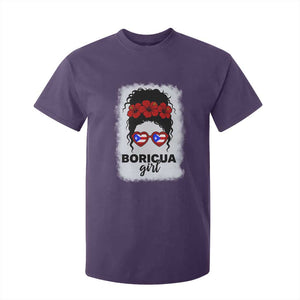 Boricua Girl T Shirt For Kid Messy Bun Puerto Rican Flag Hibiscus Flower TS10 Purple Print Your Wear