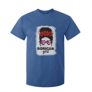 Boricua Girl T Shirt For Kid Messy Bun Puerto Rican Flag Hibiscus Flower TS10 Royal Blue Print Your Wear