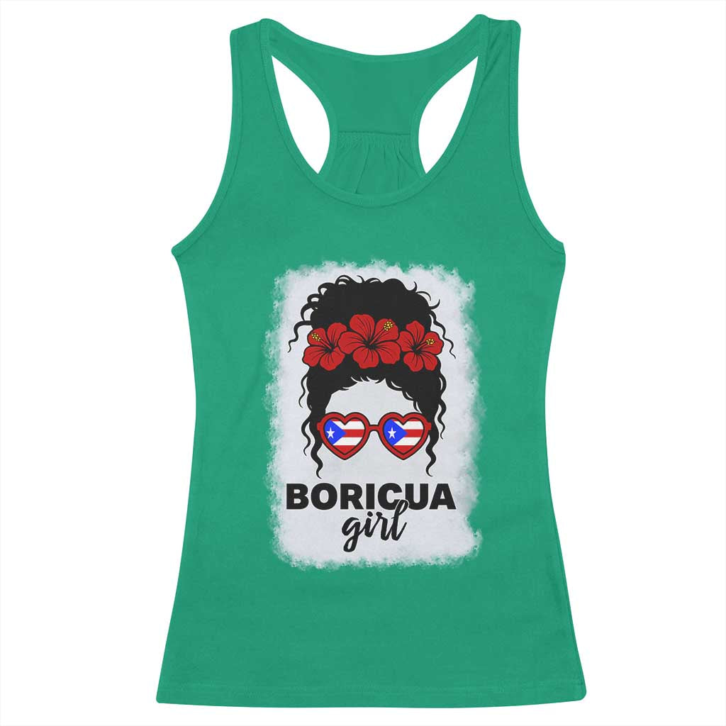 Boricua Girl Racerback Tank Top Messy Bun Puerto Rican Flag Hibiscus Flower TS10 Irish Green Print Your Wear
