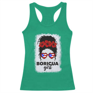 Boricua Girl Racerback Tank Top Messy Bun Puerto Rican Flag Hibiscus Flower TS10 Irish Green Print Your Wear