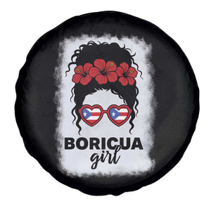 Boricua Girl Spare Tire Cover Messy Bun Puerto Rican Flag Hibiscus Flower TS10 Print Your Wear