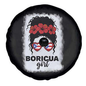 Boricua Girl Spare Tire Cover Messy Bun Puerto Rican Flag Hibiscus Flower TS10 Print Your Wear