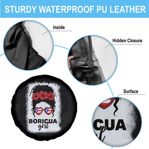 Boricua Girl Spare Tire Cover Messy Bun Puerto Rican Flag Hibiscus Flower TS10 Print Your Wear