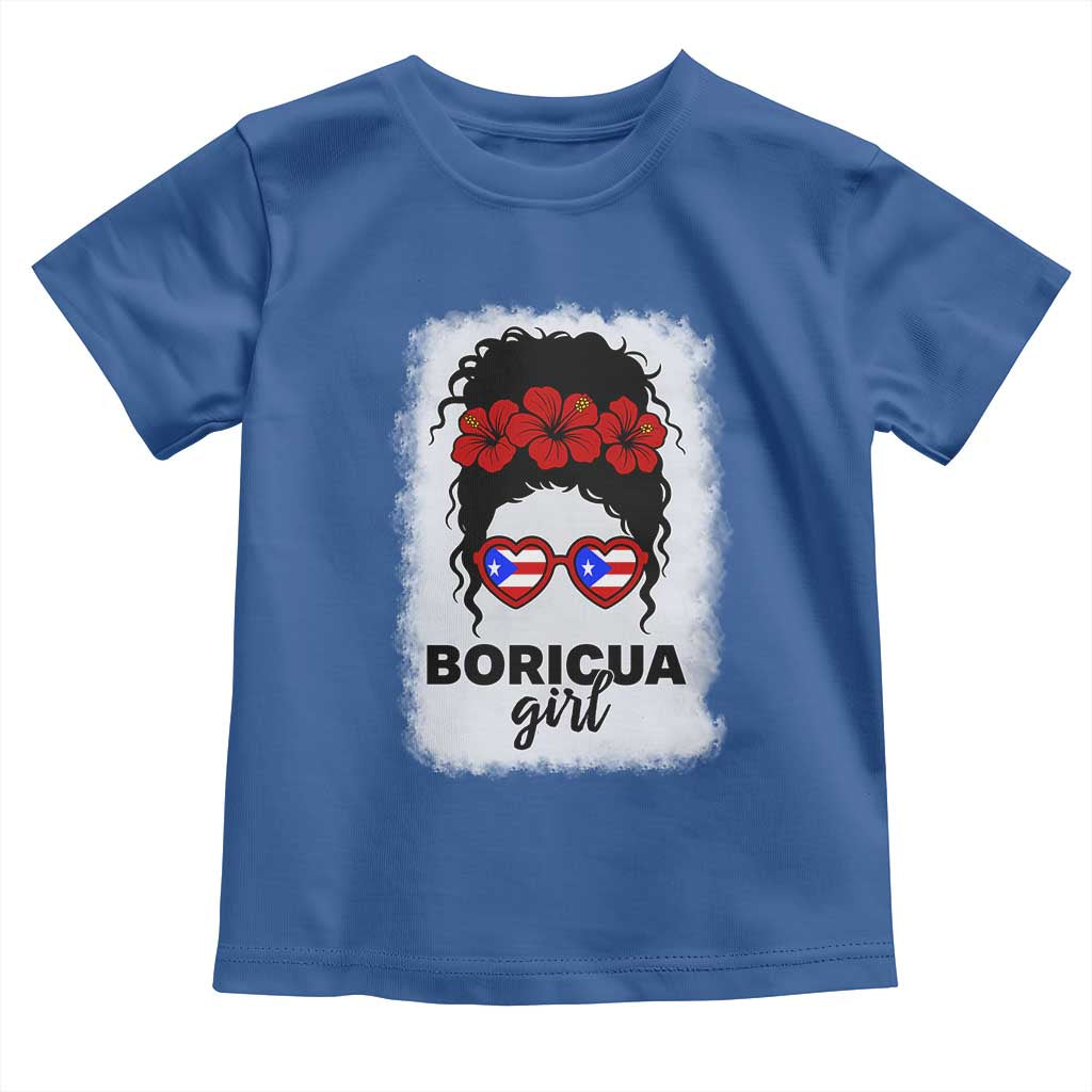 Boricua Girl Toddler T Shirt Messy Bun Puerto Rican Flag Hibiscus Flower TS10 Royal Blue Print Your Wear