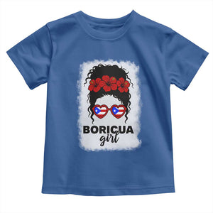 Boricua Girl Toddler T Shirt Messy Bun Puerto Rican Flag Hibiscus Flower TS10 Royal Blue Print Your Wear