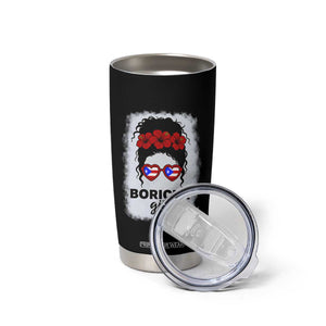 Boricua Girl Tumbler Cup Messy Bun Puerto Rican Flag Hibiscus Flower TS10 Print Your Wear