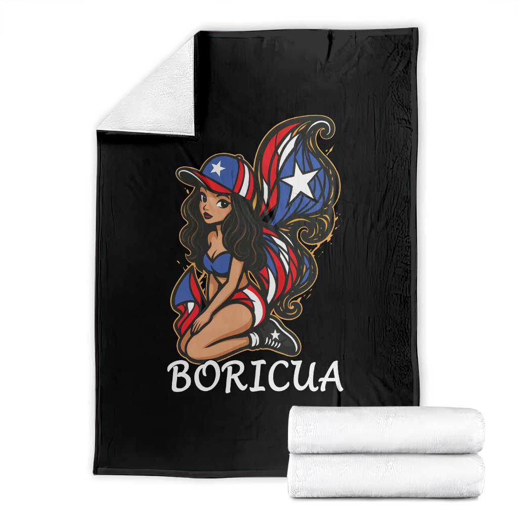 Puerto Rico Pin Up Girl Throw Blanket Taino Boricua Puerto Rican Flag TS10 Black Print Your Wear