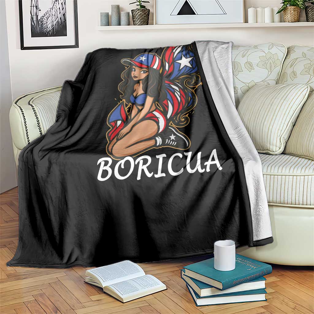 Puerto Rico Pin Up Girl Throw Blanket Taino Boricua Puerto Rican Flag TS10 Print Your Wear