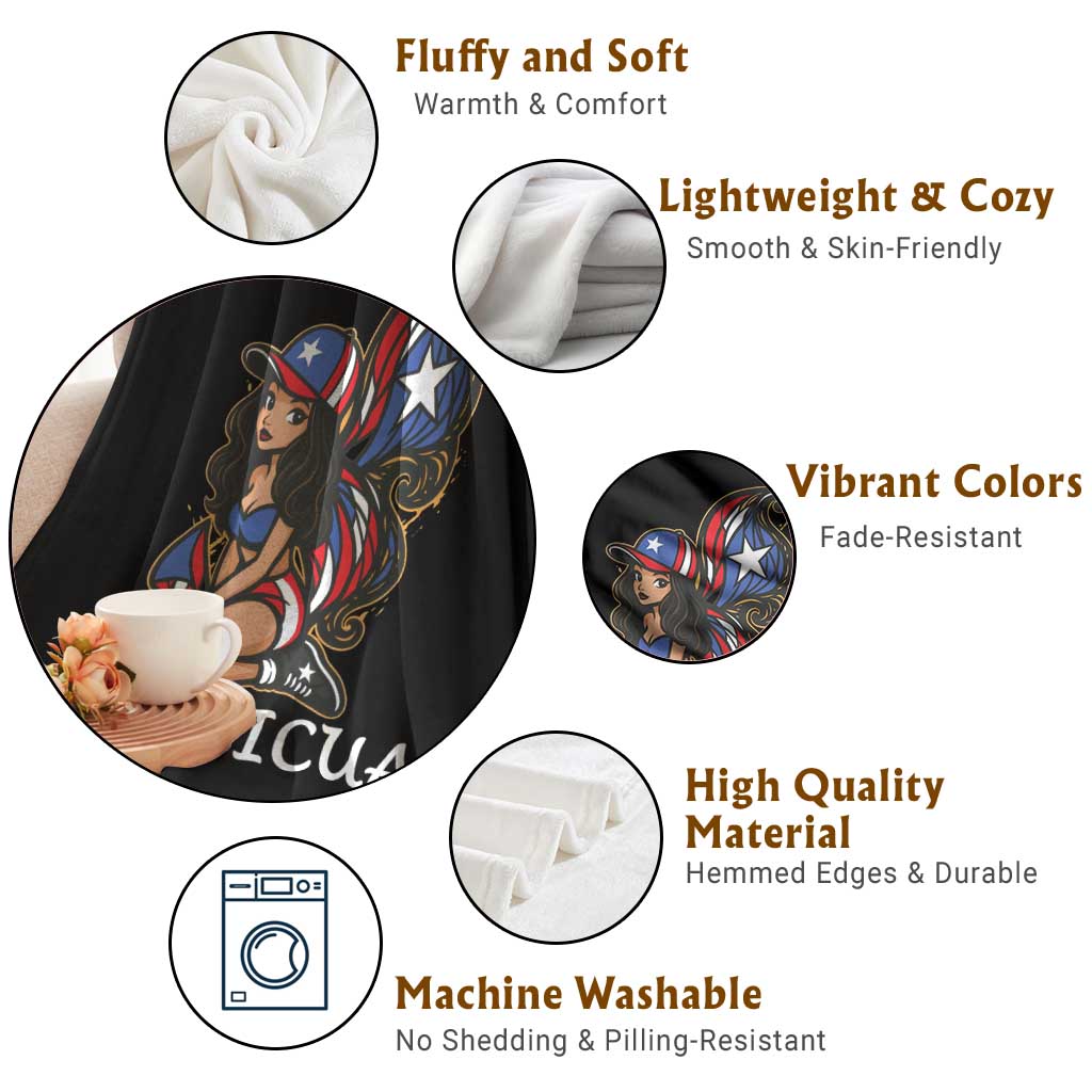 Puerto Rico Pin Up Girl Throw Blanket Taino Boricua Puerto Rican Flag TS10 Print Your Wear