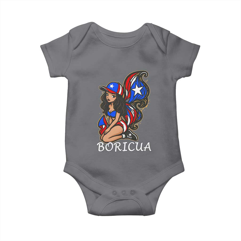 Puerto Rico Pin Up Girl Baby Onesie Taino Boricua Puerto Rican Flag TS10 Charcoal Print Your Wear