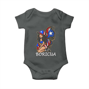 Puerto Rico Pin Up Girl Baby Onesie Taino Boricua Puerto Rican Flag TS10 Dark Heather Print Your Wear