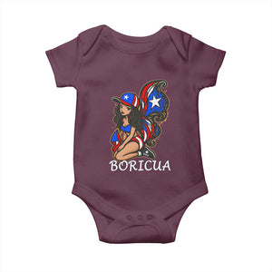 Puerto Rico Pin Up Girl Baby Onesie Taino Boricua Puerto Rican Flag TS10 Maroon Print Your Wear