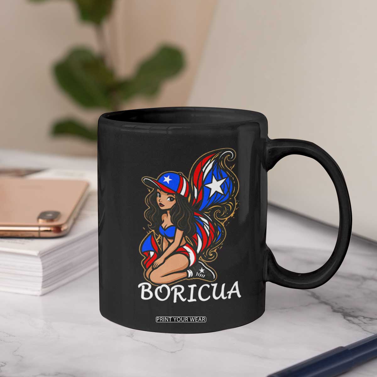 Puerto Rico Pin Up Girl Coffee Mug Taino Boricua Puerto Rican Flag TS10 Print Your Wear