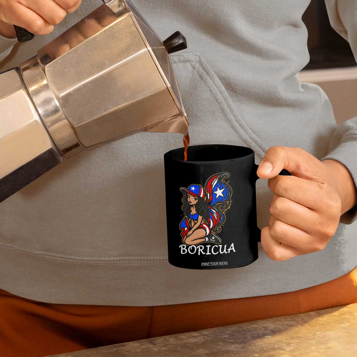 Puerto Rico Pin Up Girl Coffee Mug Taino Boricua Puerto Rican Flag TS10 Print Your Wear