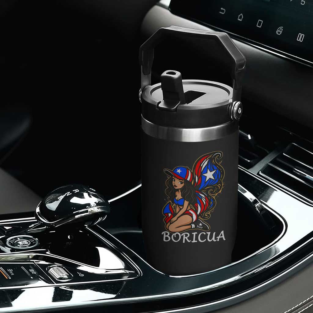 Puerto Rico Pin Up Girl Flip Straw Tumbler Taino Boricua Puerto Rican Flag TS10 Print Your Wear