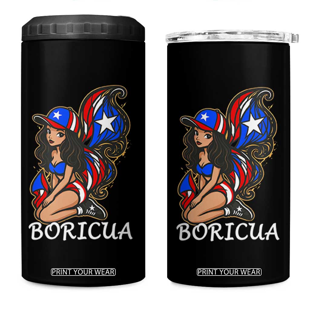 Puerto Rico Pin Up Girl 4 in 1 Can Cooler Tumbler Taino Boricua Puerto Rican Flag TS10 One Size: 16 oz Black Print Your Wear
