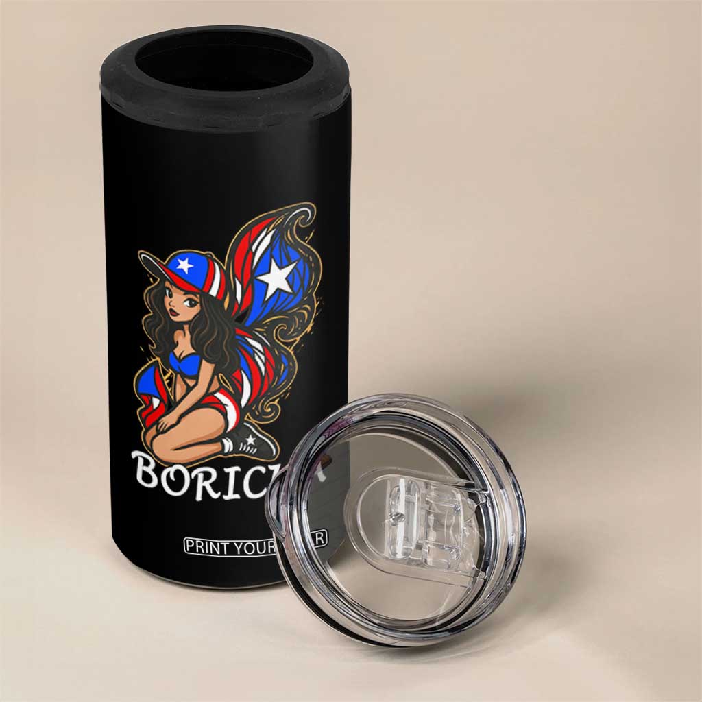 Puerto Rico Pin Up Girl 4 in 1 Can Cooler Tumbler Taino Boricua Puerto Rican Flag TS10 Print Your Wear