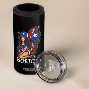 Puerto Rico Pin Up Girl 4 in 1 Can Cooler Tumbler Taino Boricua Puerto Rican Flag TS10 Print Your Wear