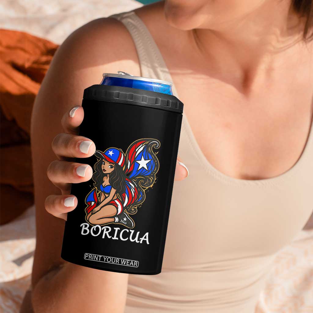 Puerto Rico Pin Up Girl 4 in 1 Can Cooler Tumbler Taino Boricua Puerto Rican Flag TS10 Print Your Wear
