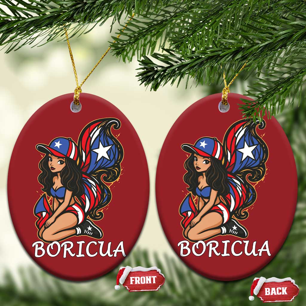 Puerto Rico Pin Up Girl Christmas Ornament Taino Boricua Puerto Rican Flag TS10 Oval Red Print Your Wear