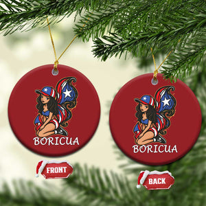 Puerto Rico Pin Up Girl Christmas Ornament Taino Boricua Puerto Rican Flag TS10 Circle Red Print Your Wear