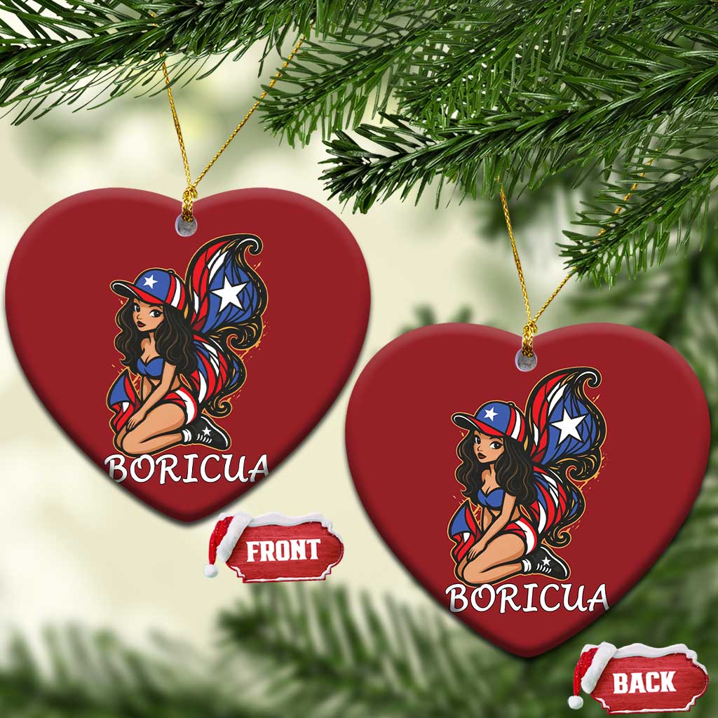 Puerto Rico Pin Up Girl Christmas Ornament Taino Boricua Puerto Rican Flag TS10 Heart Red Print Your Wear
