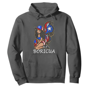Puerto Rico Pin Up Girl Hoodie Taino Boricua Puerto Rican Flag TS10 Dark Heather Print Your Wear