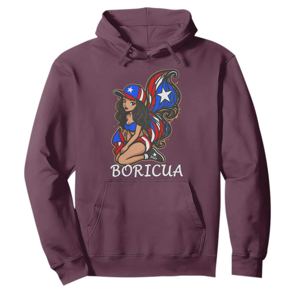 Puerto Rico Pin Up Girl Hoodie Taino Boricua Puerto Rican Flag TS10 Maroon Print Your Wear