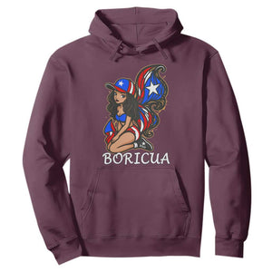 Puerto Rico Pin Up Girl Hoodie Taino Boricua Puerto Rican Flag TS10 Maroon Print Your Wear