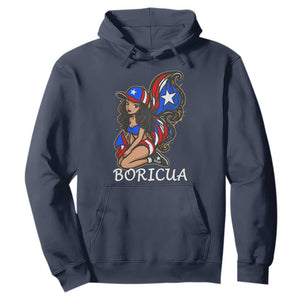 Puerto Rico Pin Up Girl Hoodie Taino Boricua Puerto Rican Flag TS10 Navy Print Your Wear