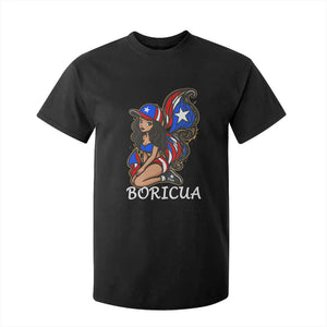 Puerto Rico Pin Up Girl T Shirt For Kid Taino Boricua Puerto Rican Flag TS10 Black Print Your Wear