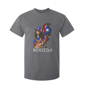 Puerto Rico Pin Up Girl T Shirt For Kid Taino Boricua Puerto Rican Flag TS10 Charcoal Print Your Wear