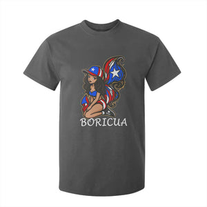 Puerto Rico Pin Up Girl T Shirt For Kid Taino Boricua Puerto Rican Flag TS10 Dark Heather Print Your Wear