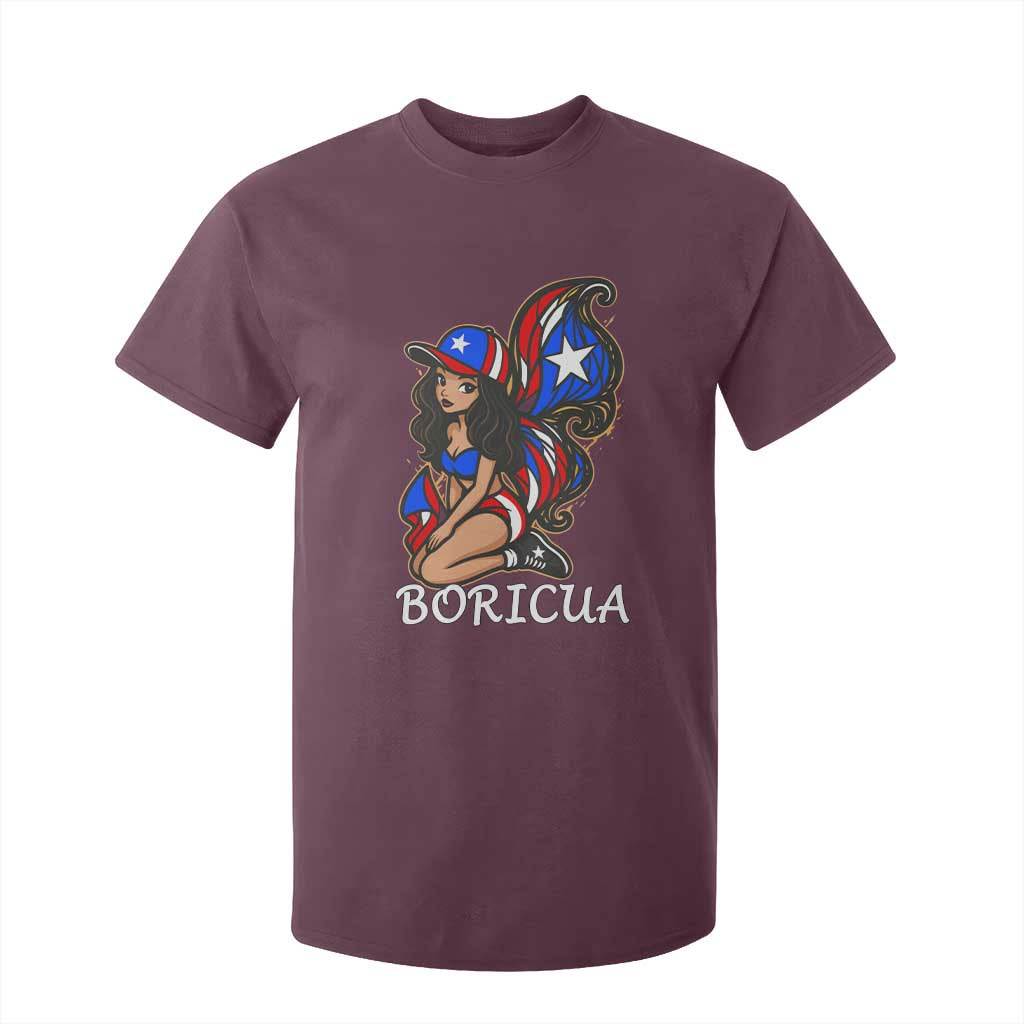 Puerto Rico Pin Up Girl T Shirt For Kid Taino Boricua Puerto Rican Flag TS10 Maroon Print Your Wear