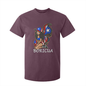 Puerto Rico Pin Up Girl T Shirt For Kid Taino Boricua Puerto Rican Flag TS10 Maroon Print Your Wear