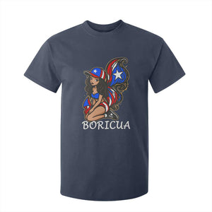 Puerto Rico Pin Up Girl T Shirt For Kid Taino Boricua Puerto Rican Flag TS10 Navy Print Your Wear