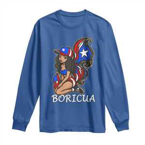 Puerto Rico Pin Up Girl Long Sleeve Shirt Taino Boricua Puerto Rican Flag TS10 Royal Blue Print Your Wear