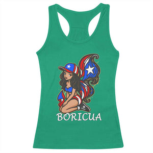 Puerto Rico Pin Up Girl Racerback Tank Top Taino Boricua Puerto Rican Flag TS10 Irish Green Print Your Wear