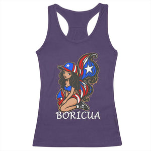Puerto Rico Pin Up Girl Racerback Tank Top Taino Boricua Puerto Rican Flag TS10 Purple Print Your Wear