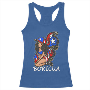 Puerto Rico Pin Up Girl Racerback Tank Top Taino Boricua Puerto Rican Flag TS10 Royal Blue Print Your Wear