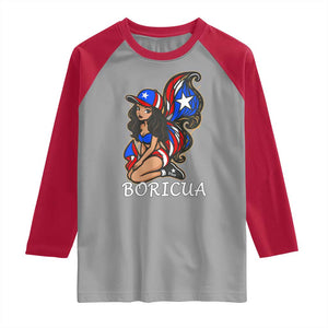 Puerto Rico Pin Up Girl Raglan Shirt Taino Boricua Puerto Rican Flag TS10 Sport Gray Red Print Your Wear