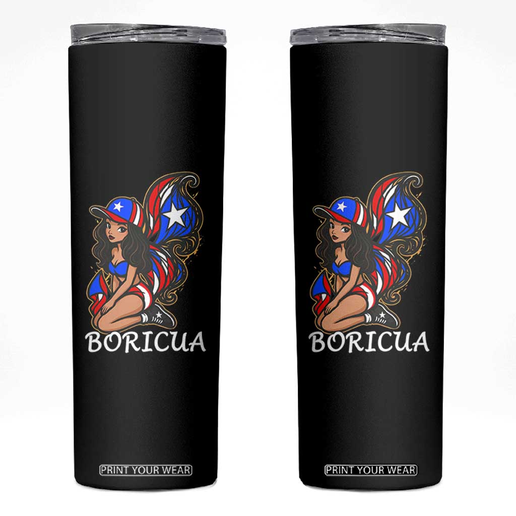 Puerto Rico Pin Up Girl Skinny Tumbler Taino Boricua Puerto Rican Flag TS10 Black Print Your Wear