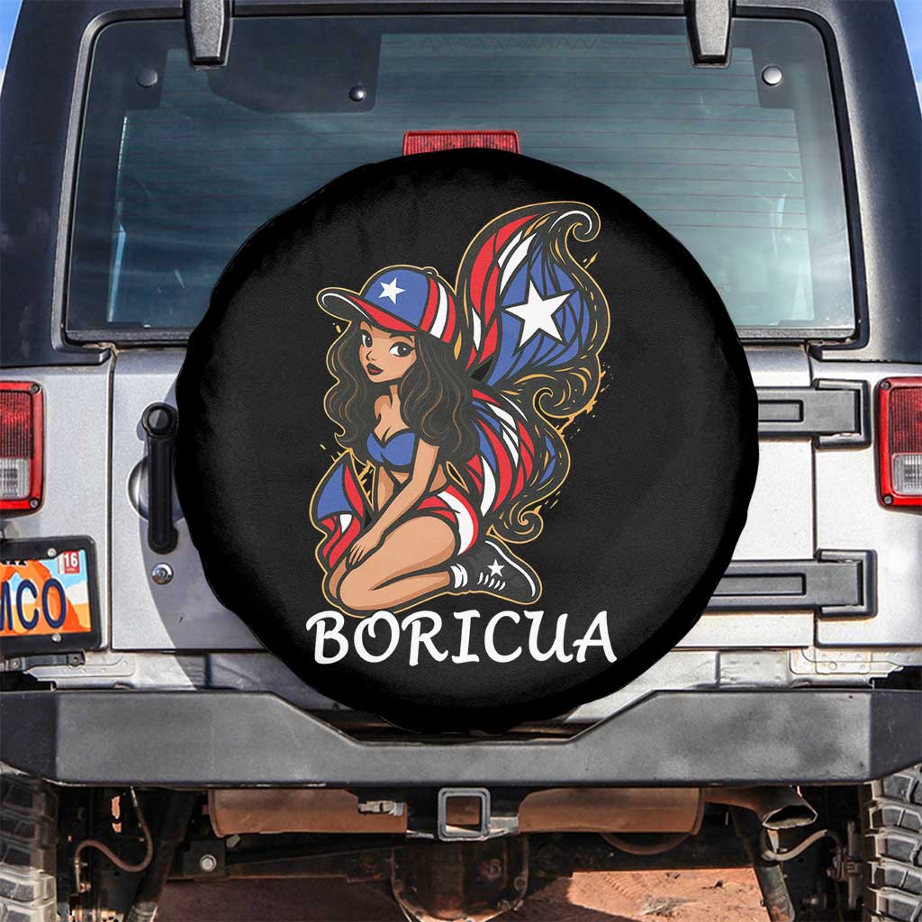 Puerto Rico Pin Up Girl Spare Tire Cover Taino Boricua Puerto Rican Flag TS10 No hole Black Print Your Wear