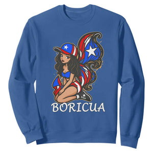 Puerto Rico Pin Up Girl Sweatshirt Taino Boricua Puerto Rican Flag TS10 Royal Blue Print Your Wear